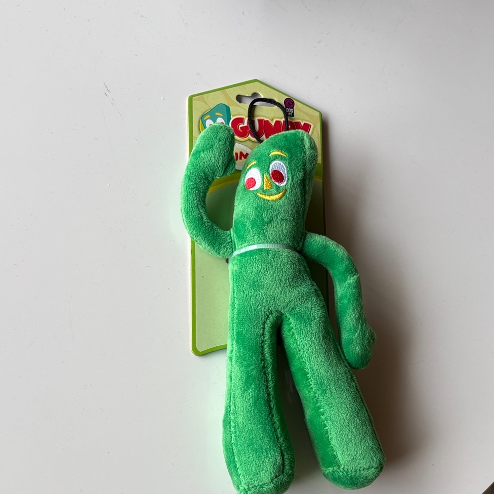 GUMBY - Green Plush DOG Toy. Squeaks